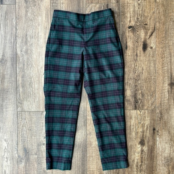 Banana Republic Hayden Pant Pull On Green/Navy/Pink Plaid Pants Women's Size 4 - Picture 1 of 13